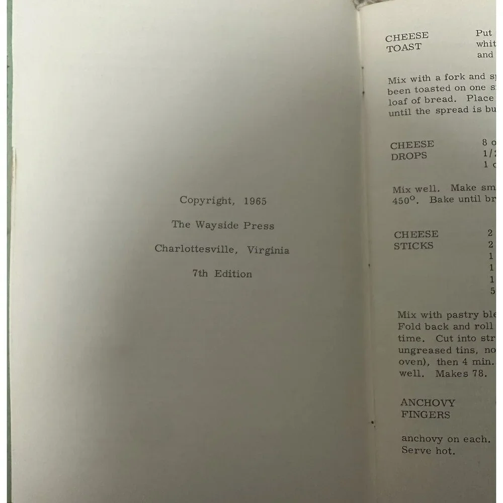 Favorite Recipes‎ of Old Virginia 7th edition 1965 Grace Church Cismont Virginia